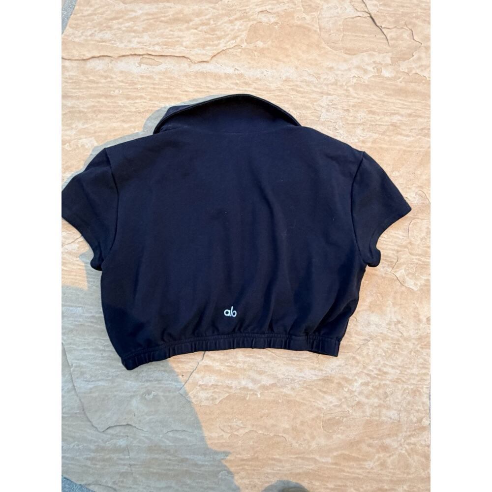 ALO Cropped Prestige Polo Black Size Medium - Picture 3 of 5